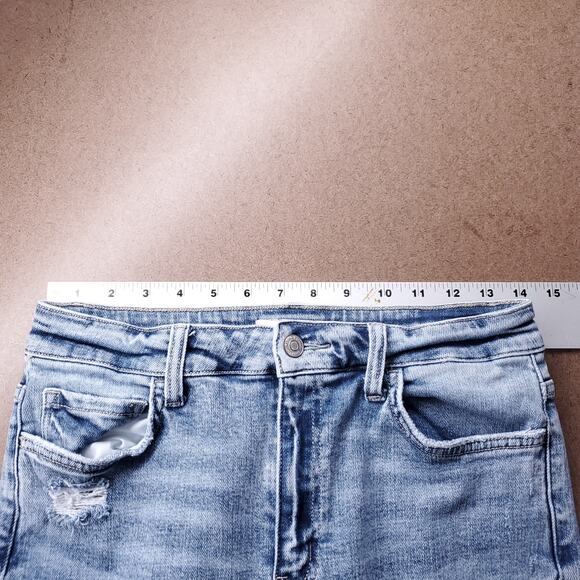 Flying Monkey Jeans Women 29 Lt Blue Straight Leg Distressed Y2K Grunge Casual - Picture 4 of 11